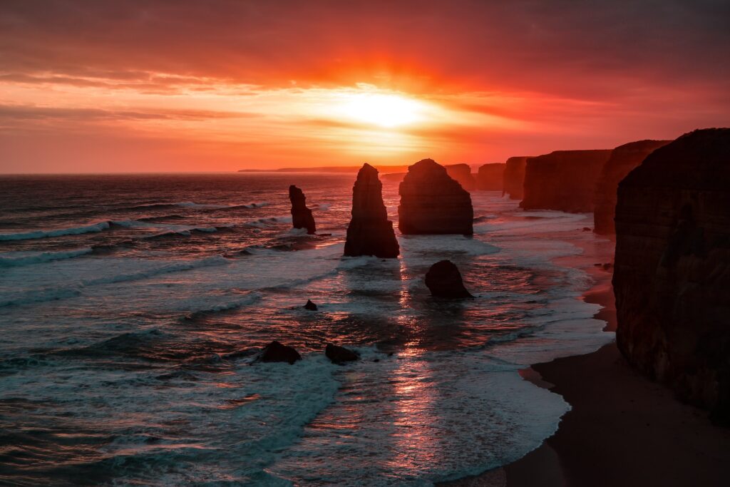 great ocean road sun set